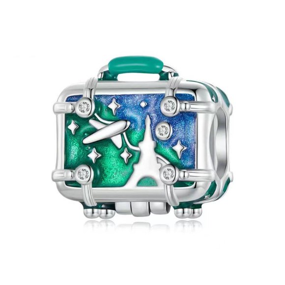 Sterling Silver Suitcase Necklace Pendants,blue Charm Bracelet,Openable Jewelry - Picture 5 of 5